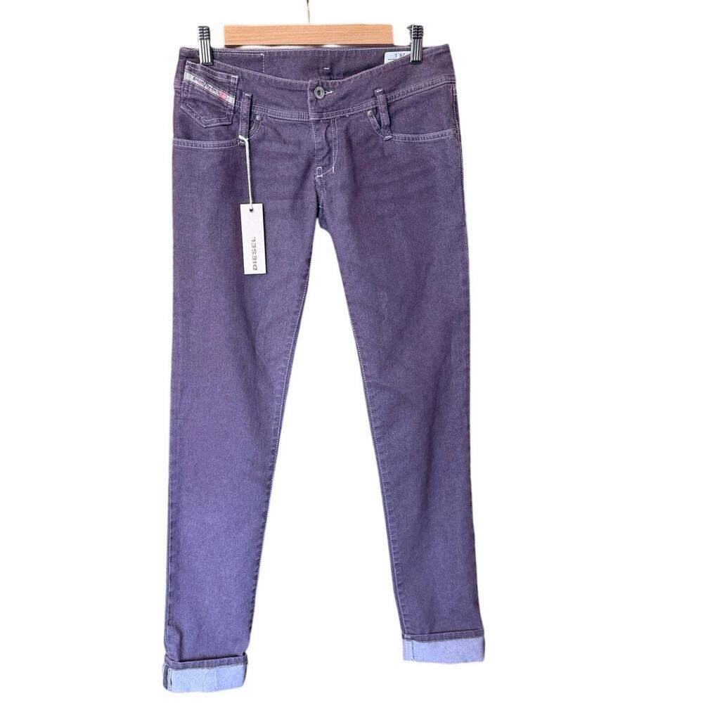 NWT Diesel matic women’s purple denim jeans low rise cuffed leg 28 Tunisia made